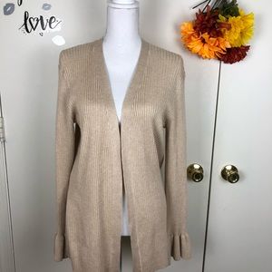 POINTELLA OPEN CARDIGAN SWEATER BELL SLEEVES SZ LG
